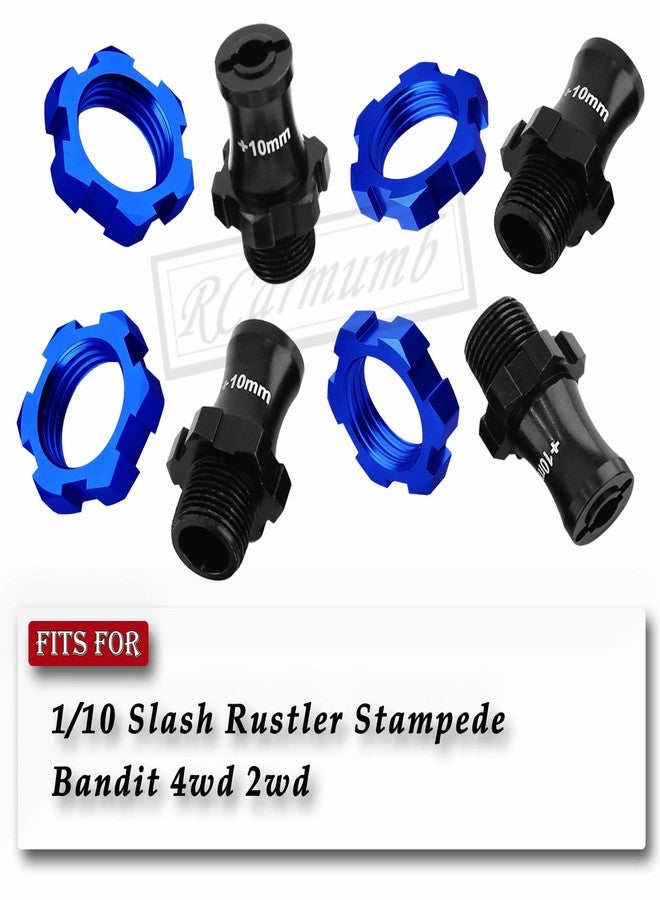 Rcarmumb RC Hex Hub Adapters & Wheel Wrench Upgrades Part for 1/10 Slash Rustler Stampede Bandit 4wd 2wd,Aluminum Hex Hub Adapters 12mm to 17mm W/ 10mm Offset & Wheel Wrench,Navy Blue - Image 2
